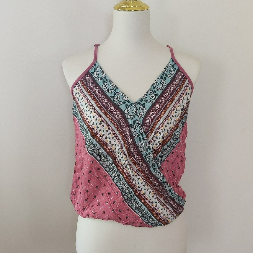 Women's Pink and Blue Patterned Top